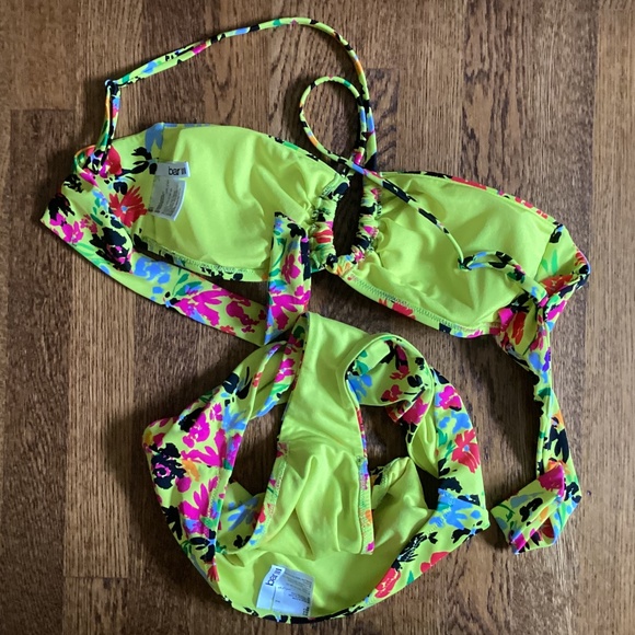 Bar III Floral Chic Convertible Top High‎ Waist Bottom Bikini Set Citron Floral - Picture 15 of 15